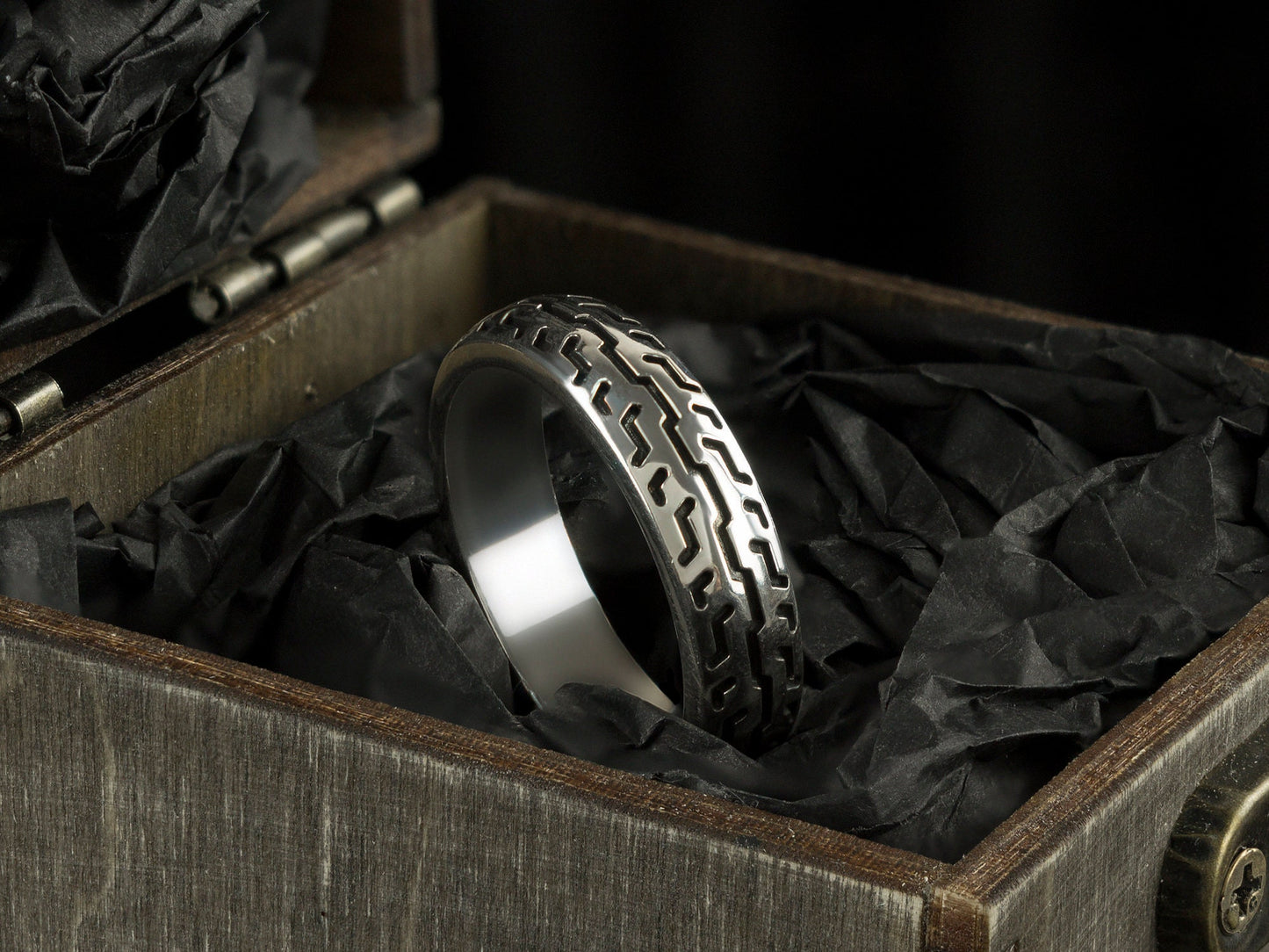 Motorcycle ring Silver 925 Biker ring Motorcycle tire ring Gift for biker