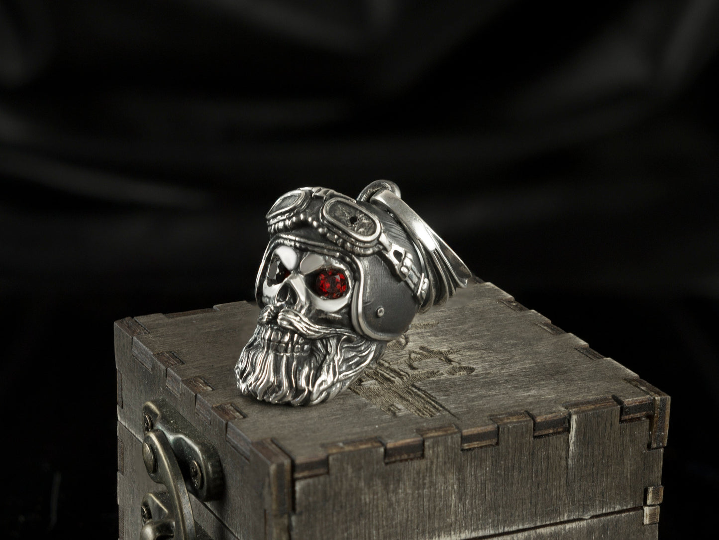 Silver skull pendant  Motorcyclist pendant Biker pendant Brutalist jewelry