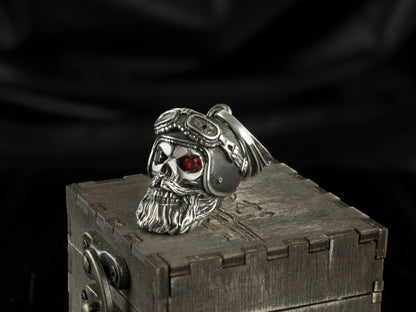 Silver skull pendant  Motorcyclist pendant Biker pendant Brutalist jewelry