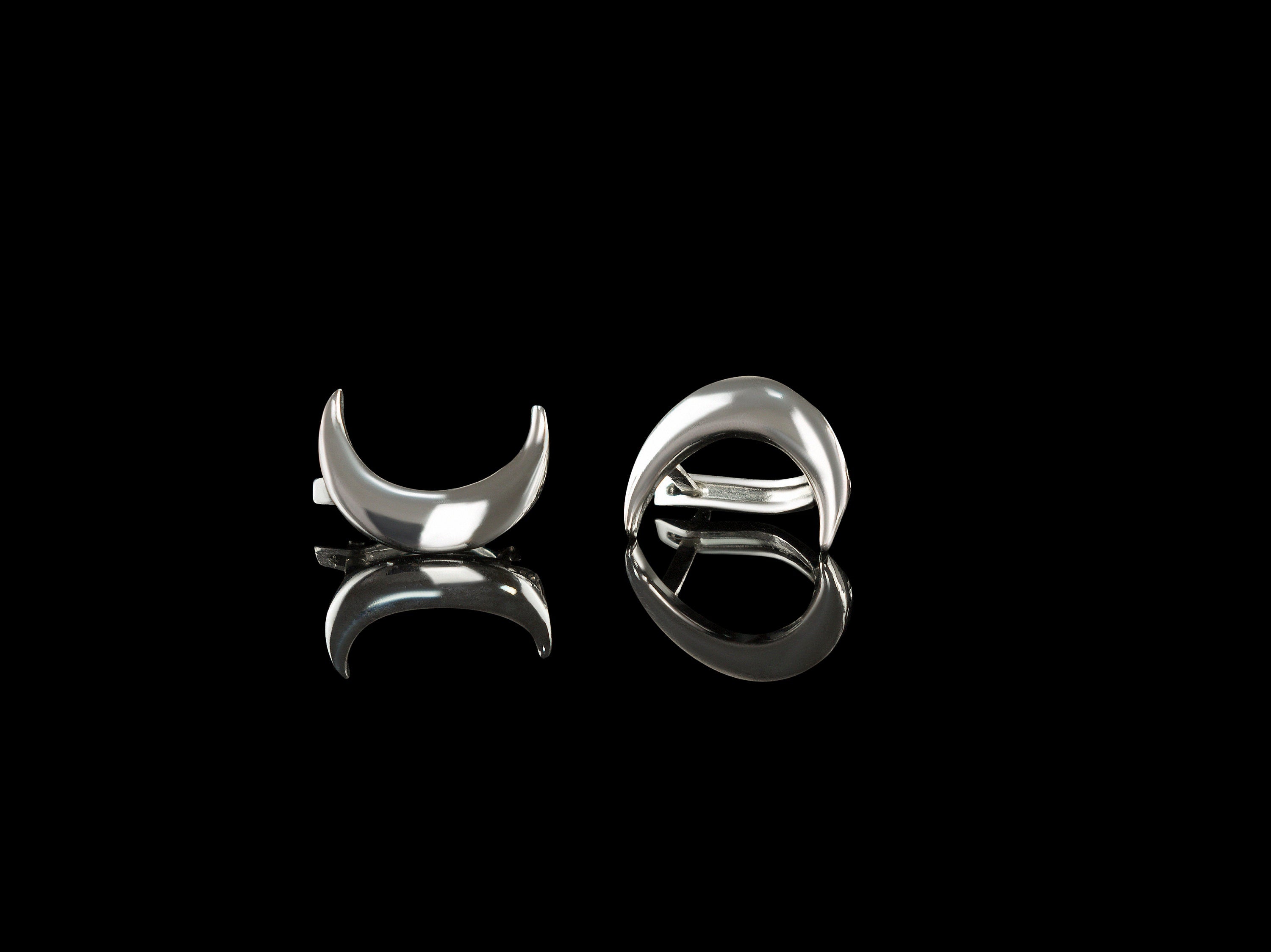 Silver earrings moon Silver moon jewelry Simple silver earrings  White polish moon Witch earrings