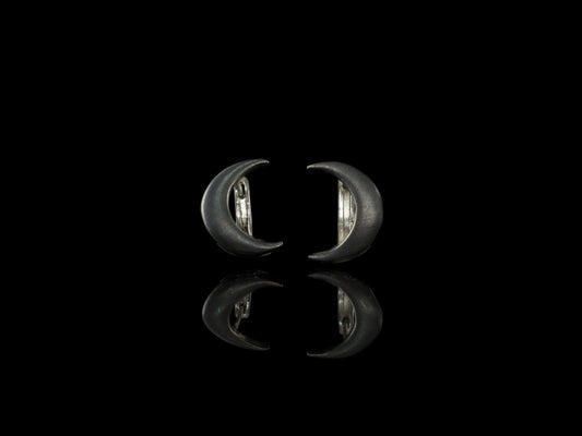 Silver earrings moon Silver moon jewelry Simple silver earrings  Black moon Witch earrings