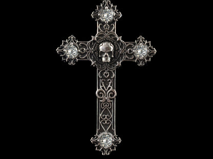 Skull cross Gothic silver pendant with skull Skull jewelry