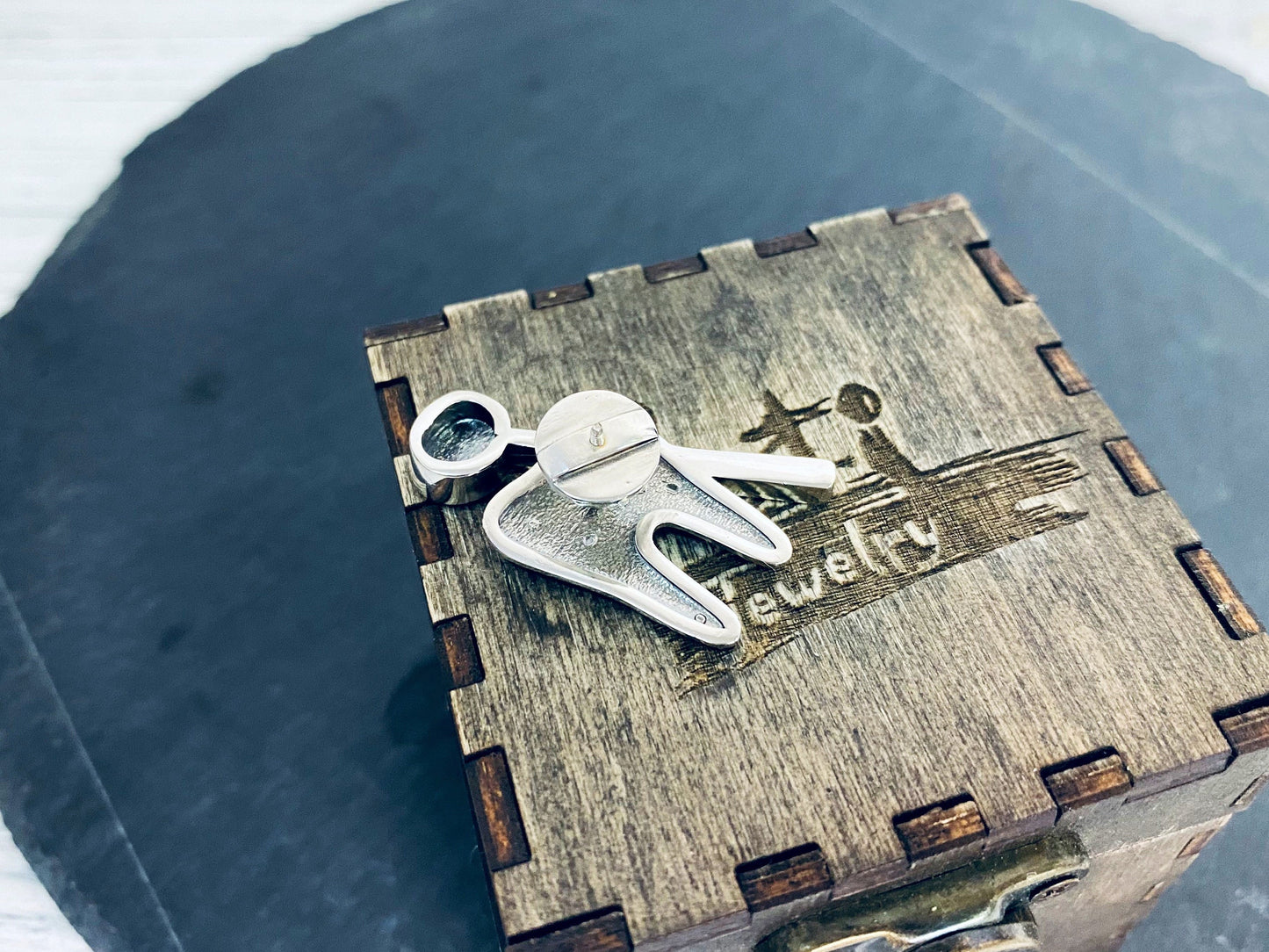 Sterling silver brooch tooth with dental mirror Gift for dentist