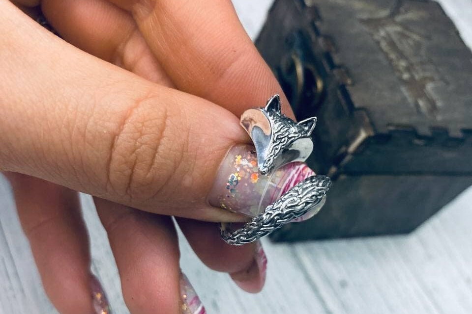 Silver fox ring Adjustable fox ring Women's silver ring adjustable jewelry Animal ring Fox jewelry