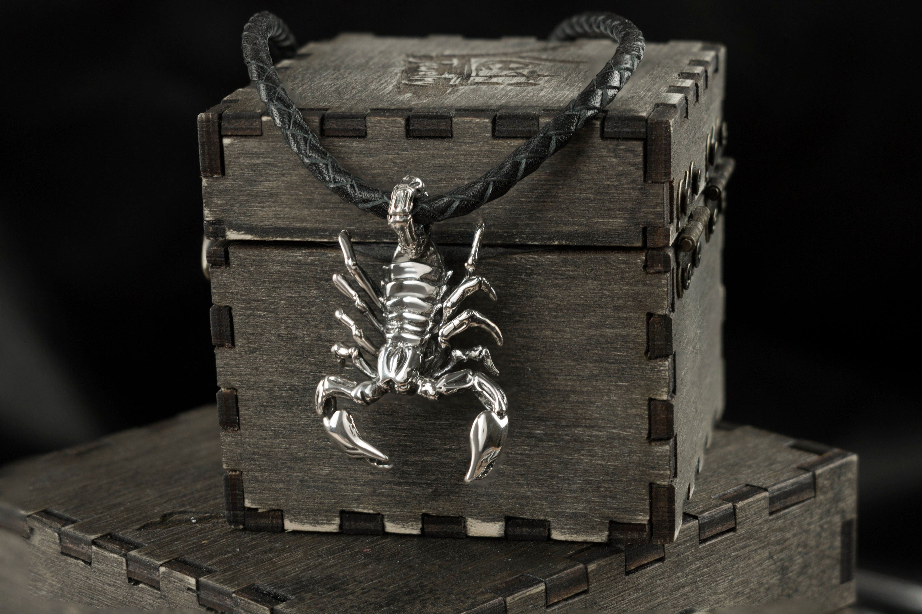 Silver scorpion pendant Oxidized Zodiac Scorpio Jewelry,