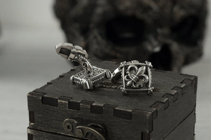 silver cufflinks Fleur de Lis Men's silver accessories Groom accessories