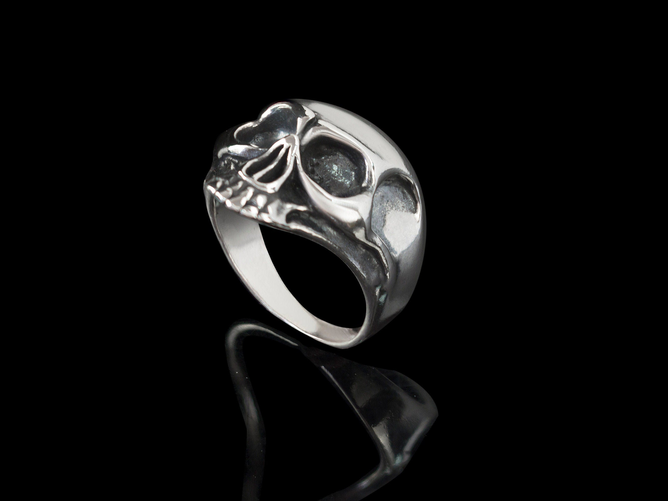 Silver skull ring Biker jewelry Skull jewelry Silver biker ring