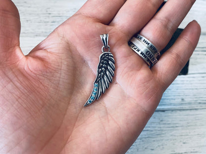Angel wing pendant with white gemstones Silver wing Angel wings 925 sterling silver wing charms