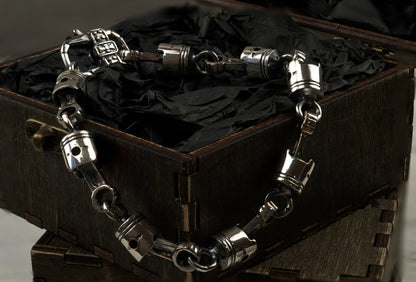 Silver biker bracelet Piston  bracelet Motorcycle jewelry Brutal jewelry