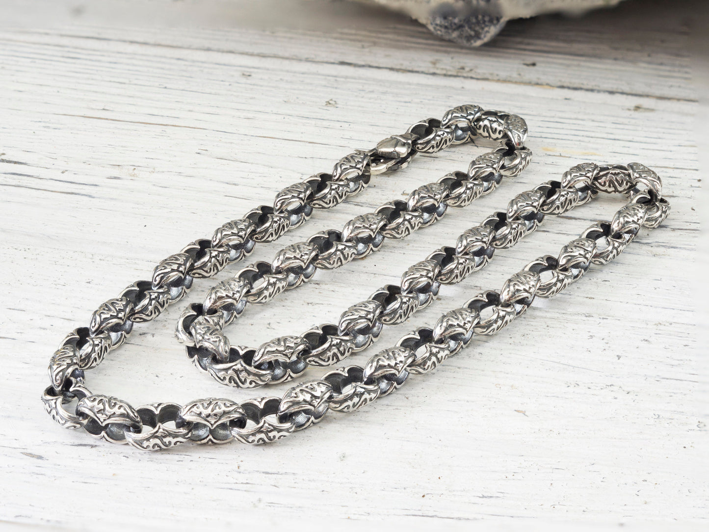 Heavy silver chain Biker chain Sterling silver 925 Brutal necklace Massive chain