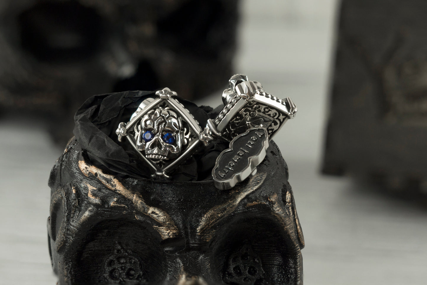 Silver skull cufflinks Men's silver accessories Skull accessories
