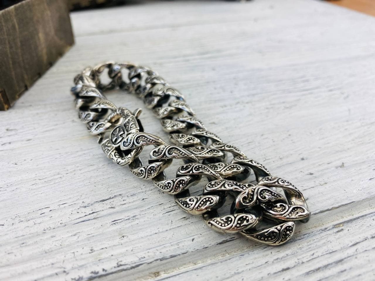 Men's silver bracelet  Cuban chain bracelet  Heavy silver bracelet 15mm