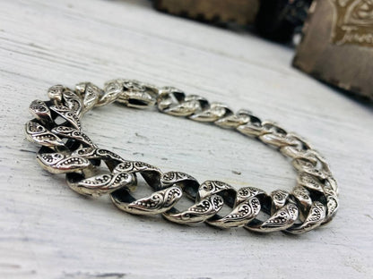 Men's silver bracelet  Cuban chain bracelet  Heavy silver bracelet 15mm