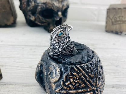 Hawk ring Women's falcon ring Gemstones silver ring hawk Bird