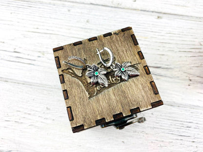 Oxidized sterling silver leaf earrings  Silver leaf leaflet earrings Green earrings Drop silver earrings Silver floral earrings