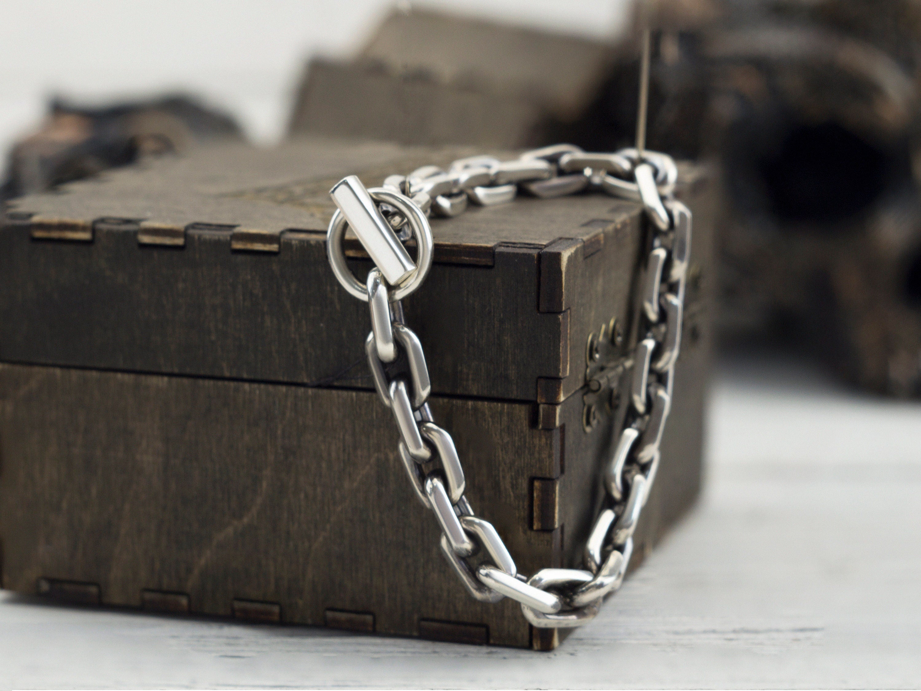 Anchor chain bracelet Sterling silver 925  bracelet anchor Men's bracelet  9 mm width  Silver bracelet with personalization