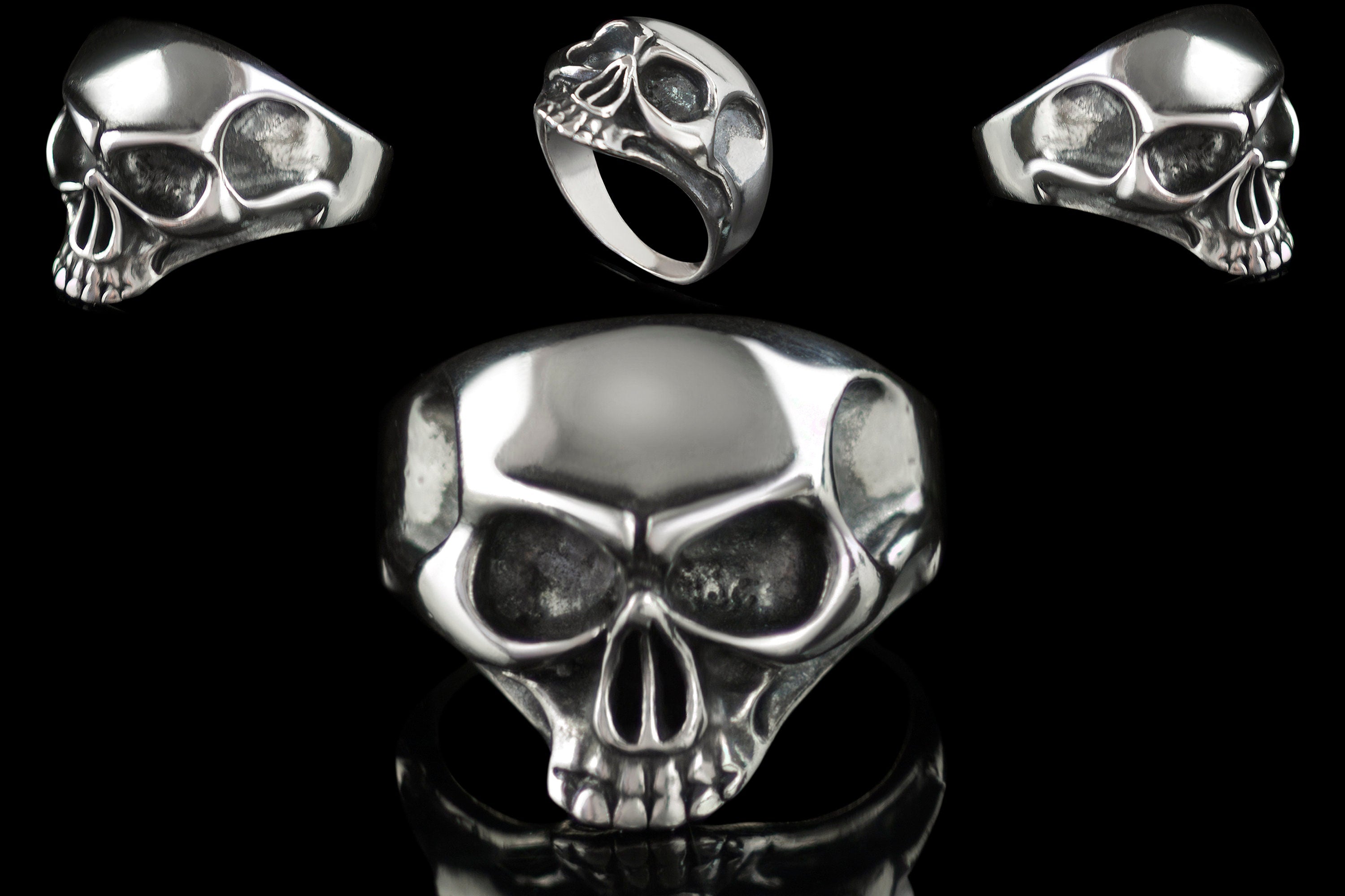 Silver skull ring Biker jewelry Skull jewelry Silver biker ring