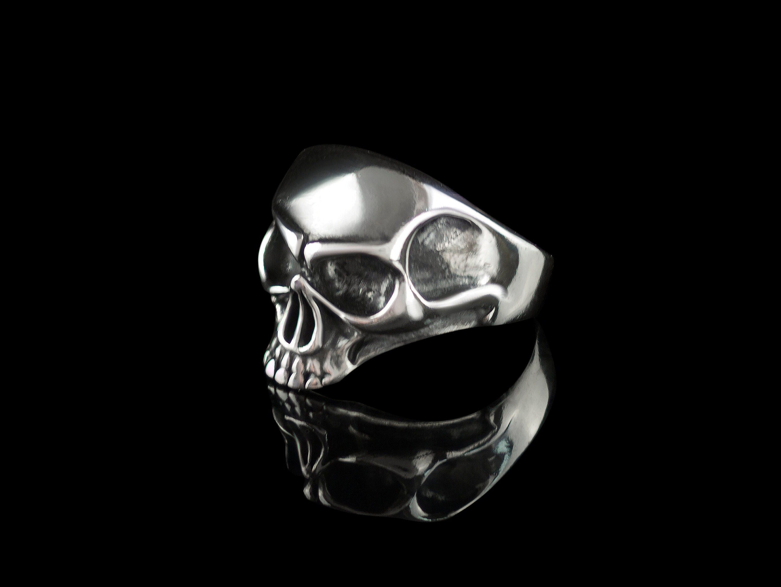 Silver skull ring Biker jewelry Skull jewelry Silver biker ring