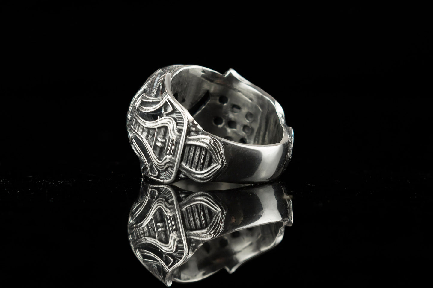 Huge silver skull ring Biker jewelry