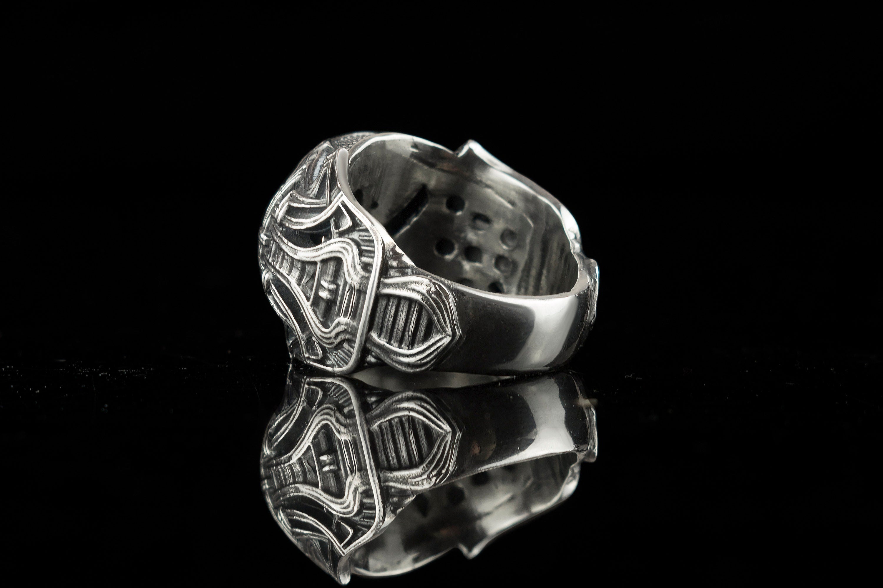 Huge silver skull ring Biker jewelry