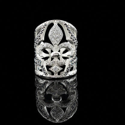 Fleur de Lis women's silver ring French lily ring Heraldic lily