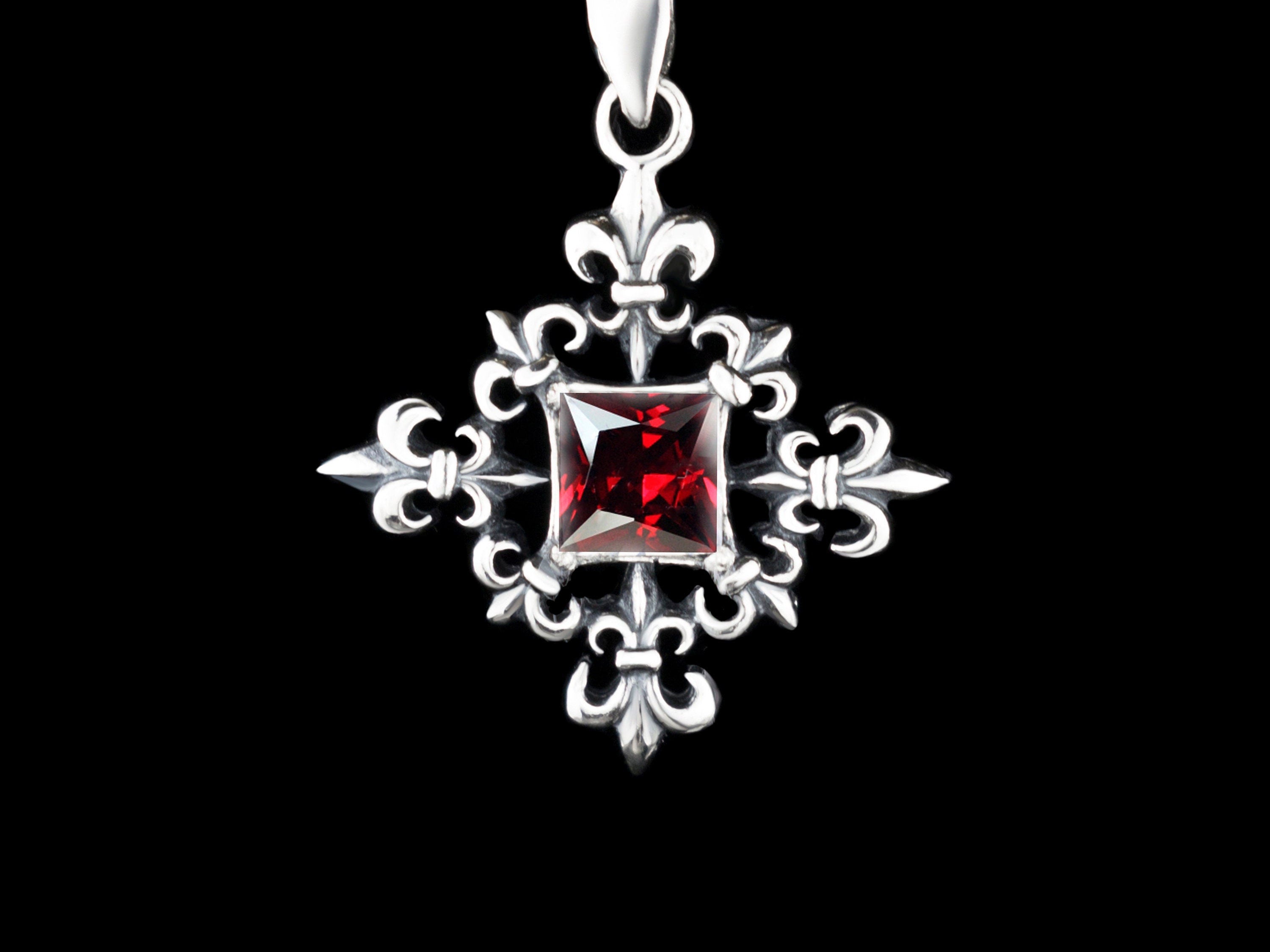 Wind rose pendant Silver Fleur de lis pendant  Compass  Silver pendant wind rose