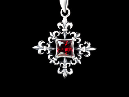Wind rose pendant Silver Fleur de lis pendant  Compass  Silver pendant wind rose