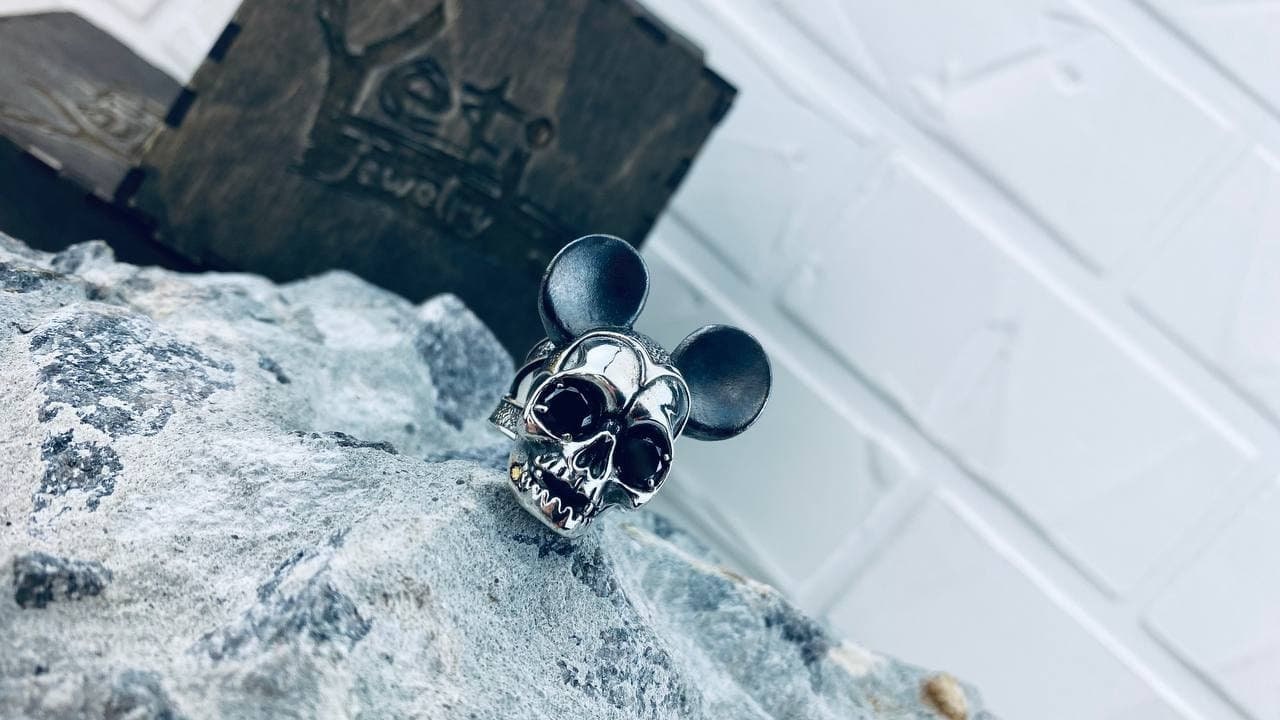 Women skull ring Movies jewelry Huge ring Mouse ring Skull gift for her