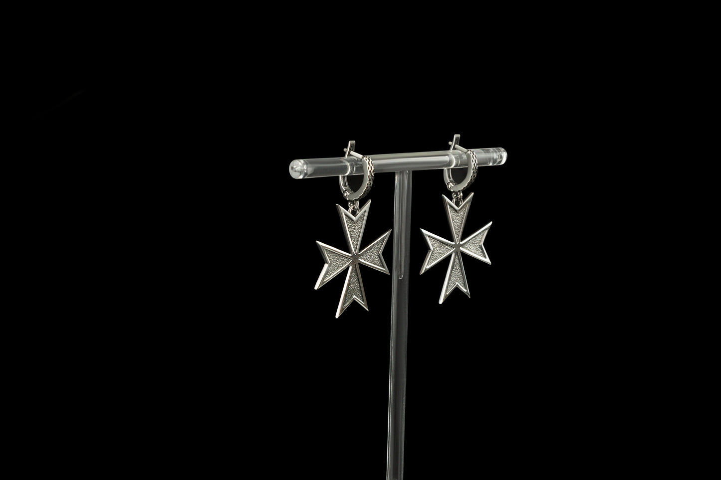 Maltese cross silver earrings Maltese cross jewelry Cross earrings Heraldic earrings