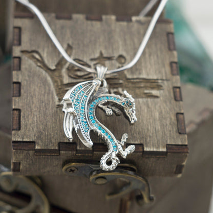 Dragon pendant Sterling silver pendant Blue dragon