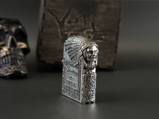 Silver lighter Indian Chief Zippo Lighter Motorcycle Indian Lighter Gift for biker