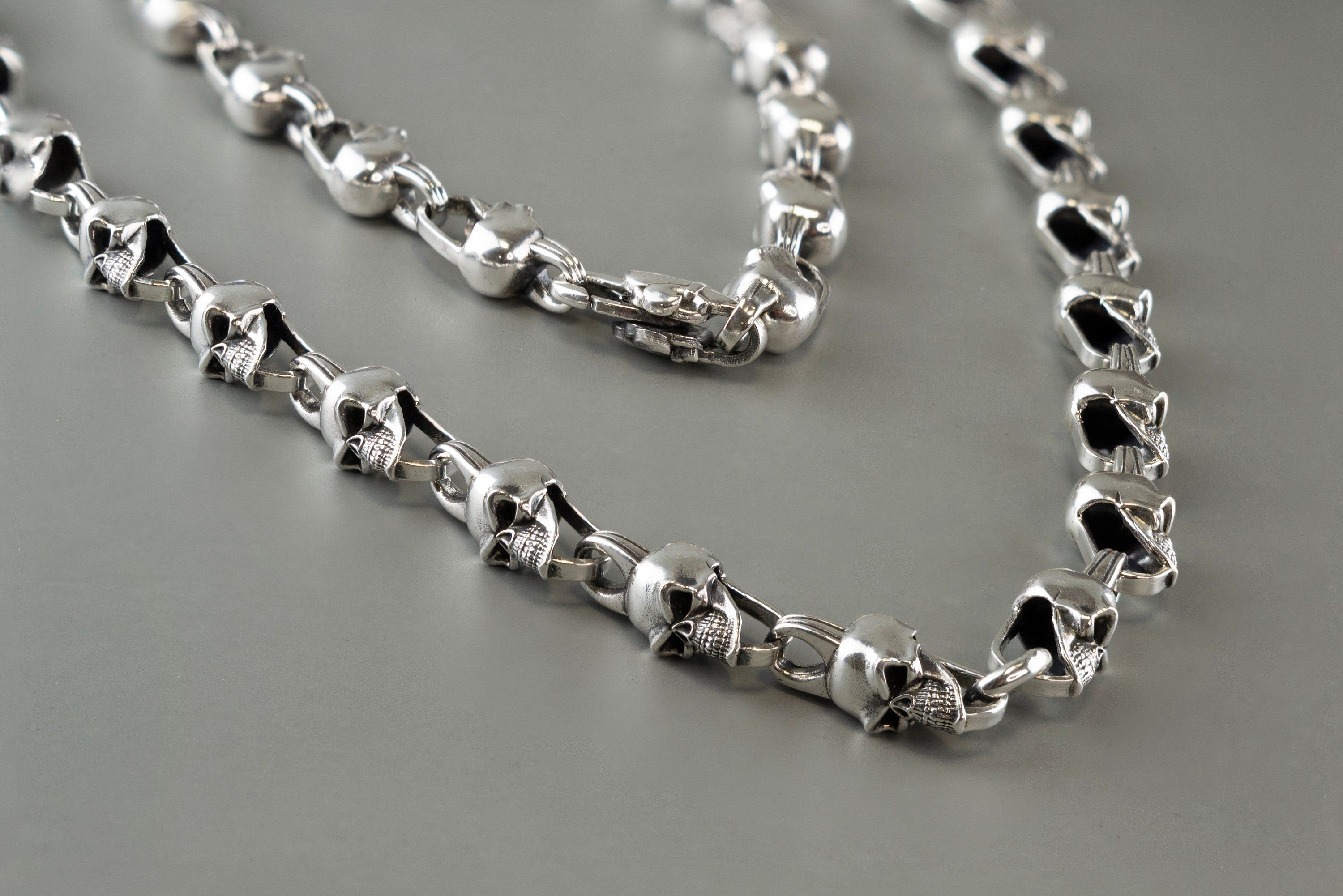 Skull chain Silver skull chain Skull jewelry Biker chain