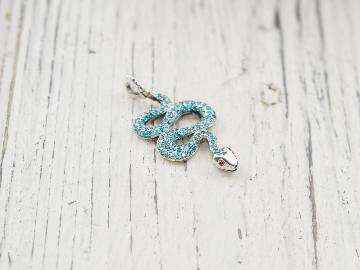 Gemstones snake pendant Silver snake pendant Blue snake
