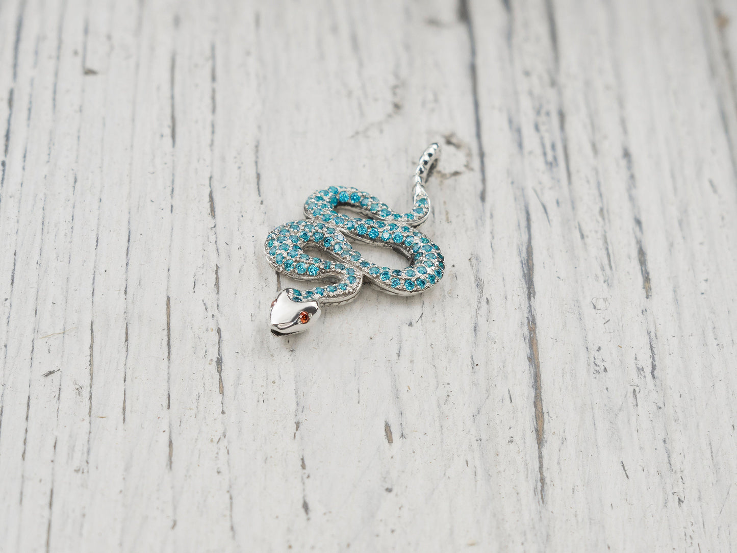 Gemstones snake pendant Silver snake pendant Blue snake