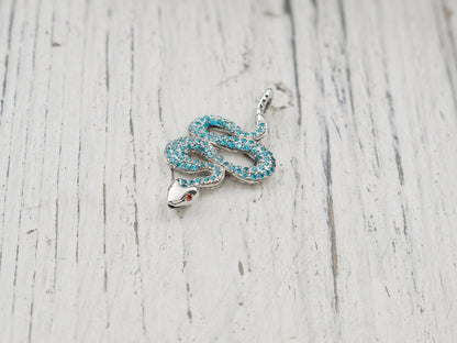 Gemstones snake pendant Silver snake pendant Blue snake