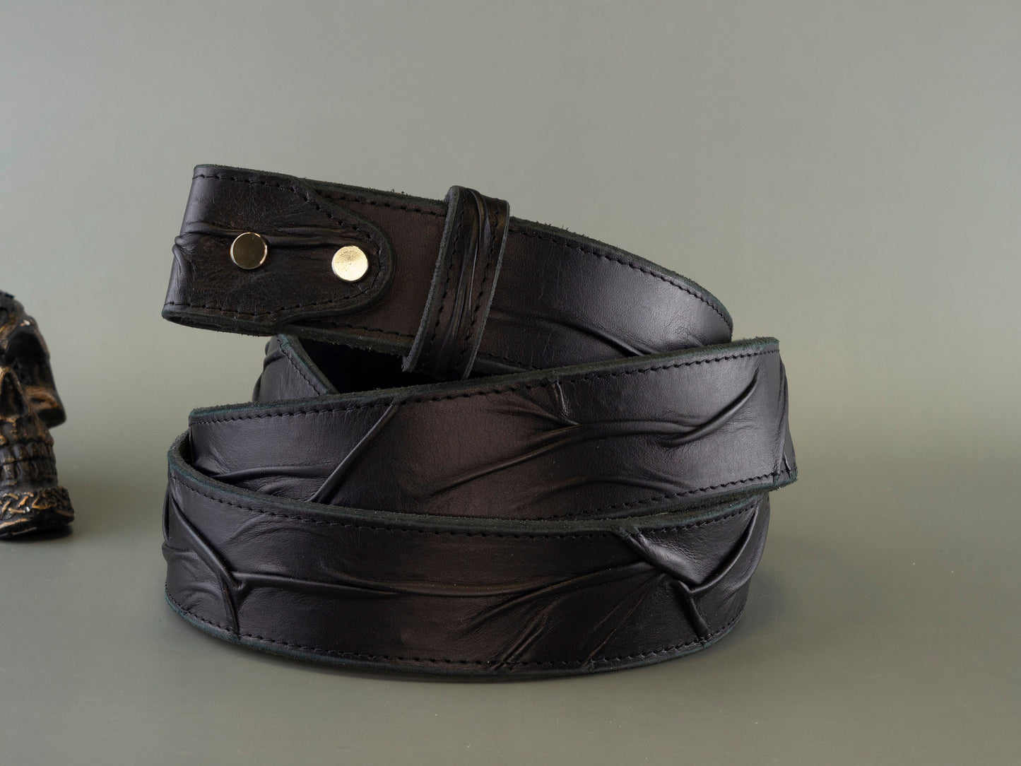 Leather Belt Strap  Black leather strap Belt strap for buckle Biker accessories Leather belts for Men Leather Strap Belt without Buckle