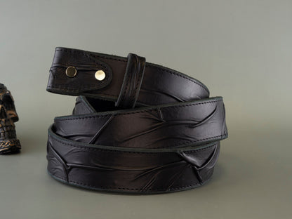 Leather Belt Strap  Black leather strap Belt strap for buckle Biker accessories Leather belts for Men Leather Strap Belt without Buckle