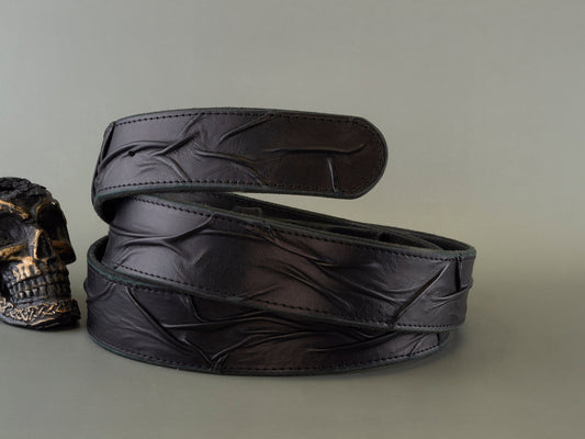 Leather Belt Strap  Black leather strap Belt strap for buckle Biker accessories Leather belts for Men Leather Strap Belt without Buckle