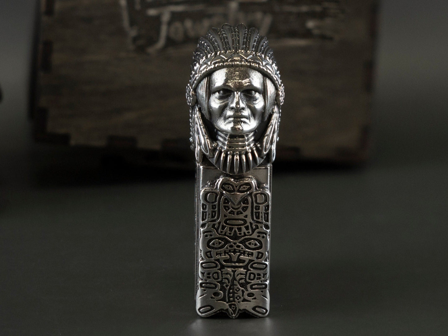 Silver lighter Indian Chief Zippo Lighter Motorcycle Indian Lighter Gift for biker
