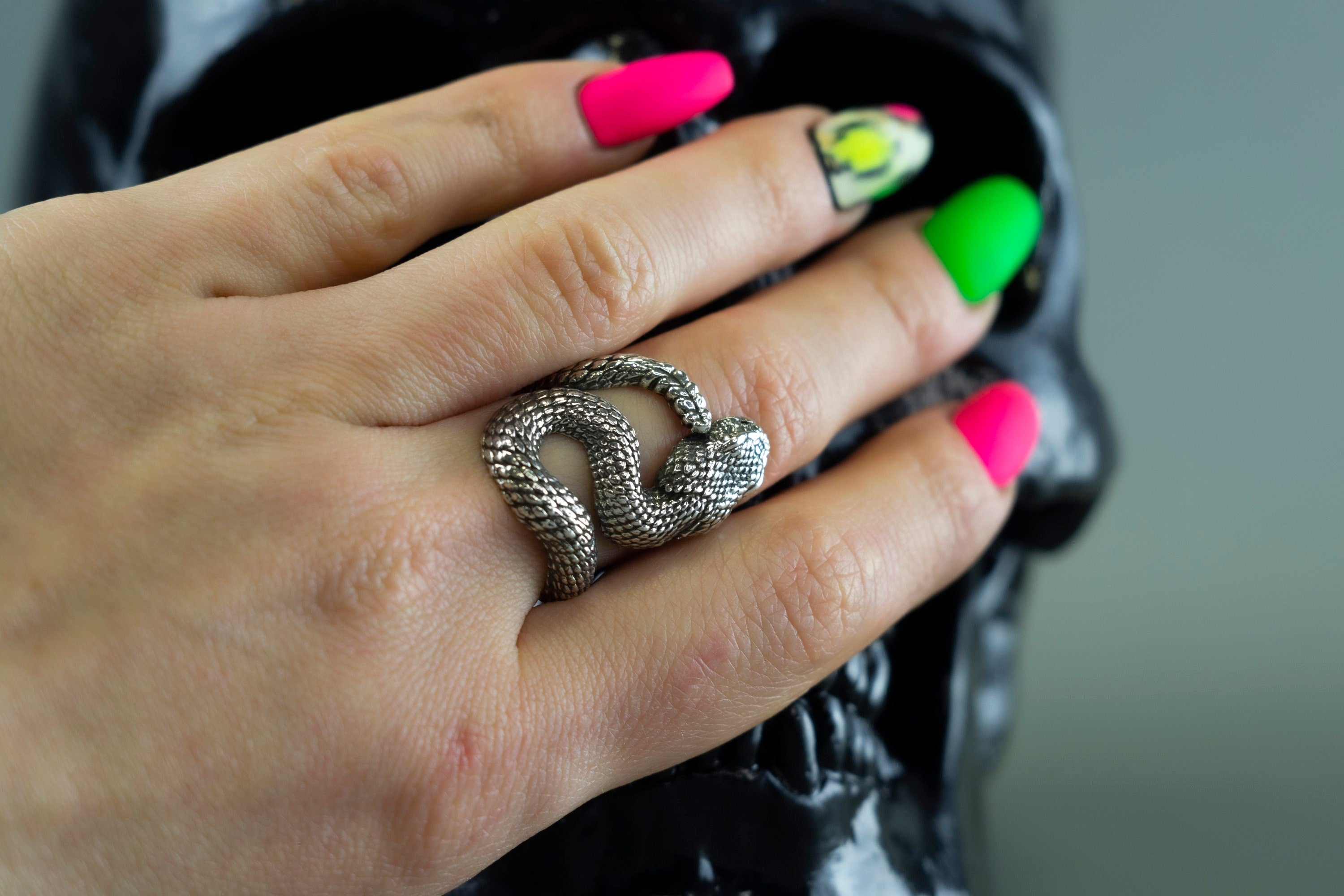 Snake ring Half fiinger women's ring Silver snake ring Python ring Adjustable women's ring