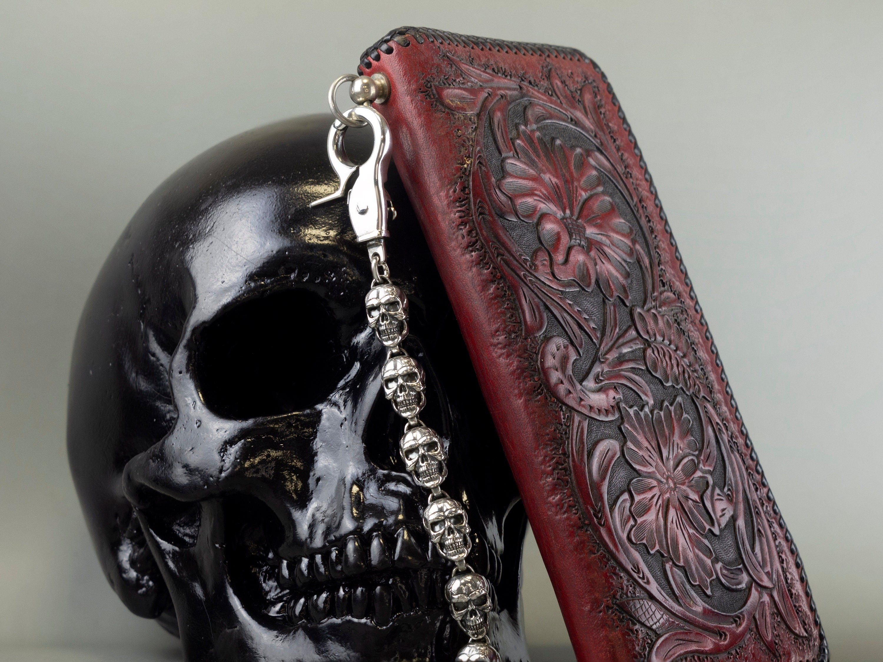 Skull wallet chain Biker wallet chain Silver wallet chain Men pants chain skull