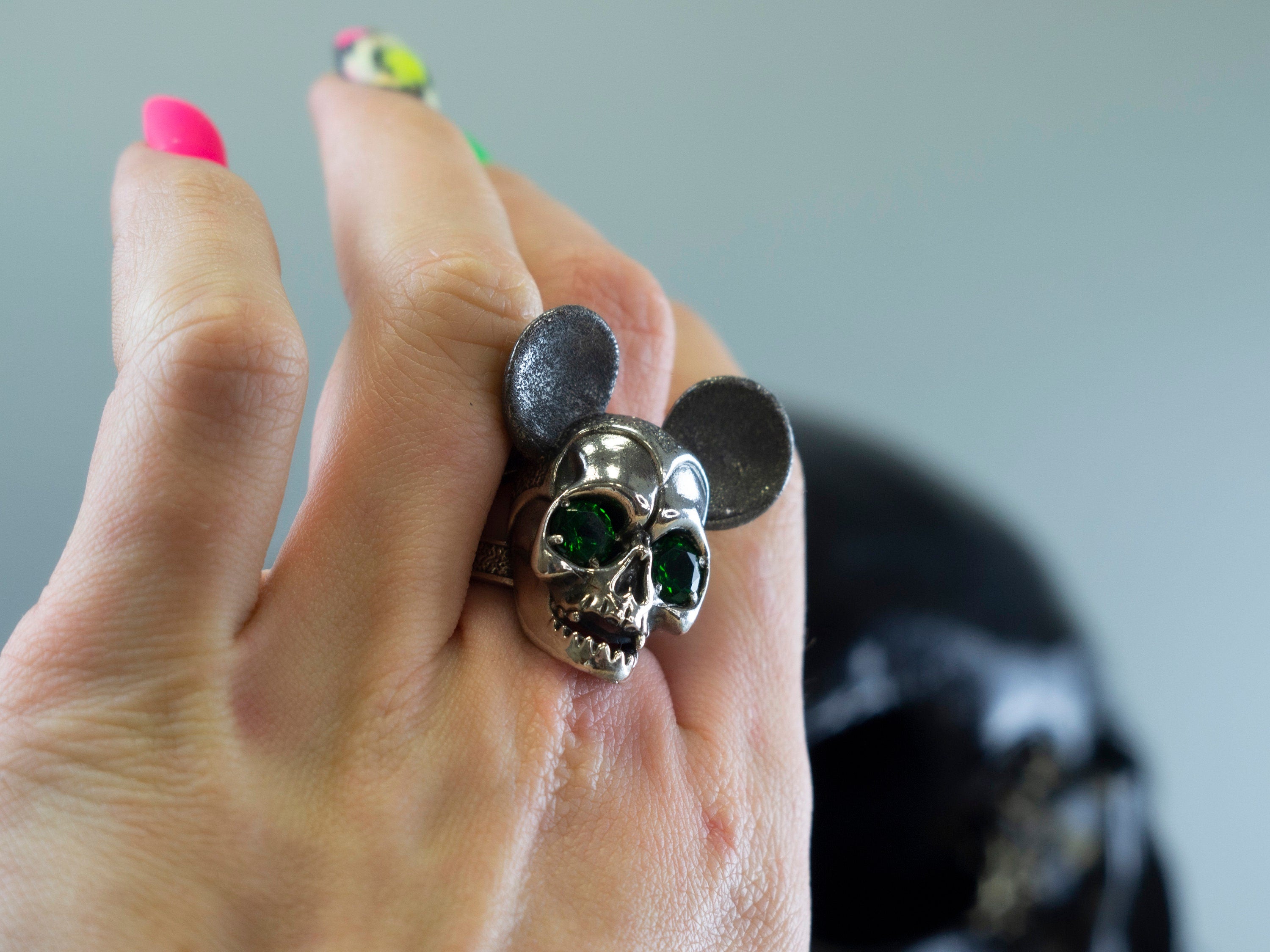 Mouse skull ring Women skull ring Movies jewelry ring  Skull gift for her