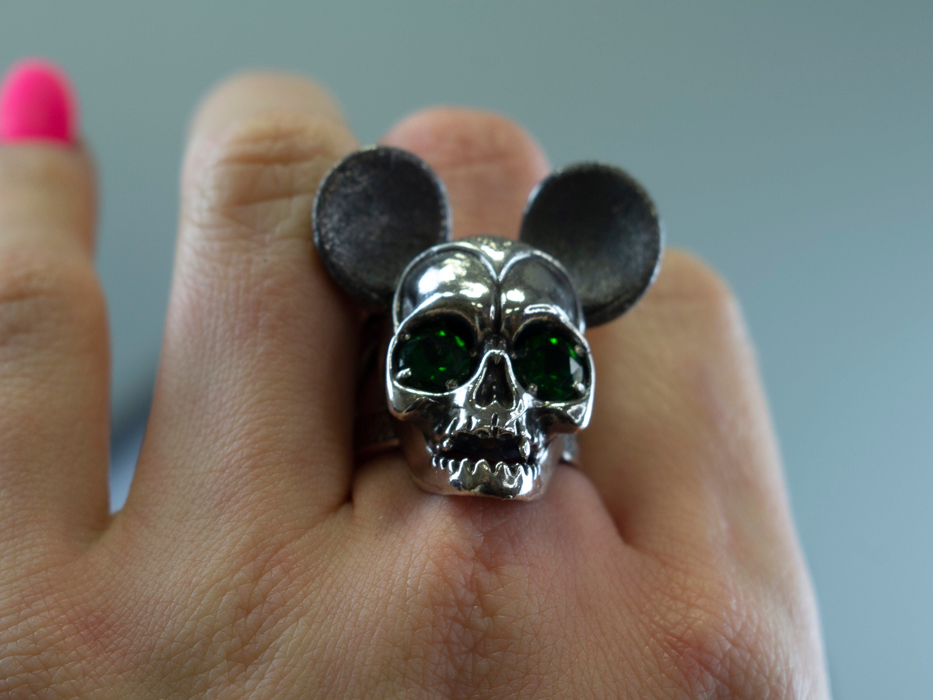 Mouse skull ring Women skull ring Movies jewelry ring  Skull gift for her