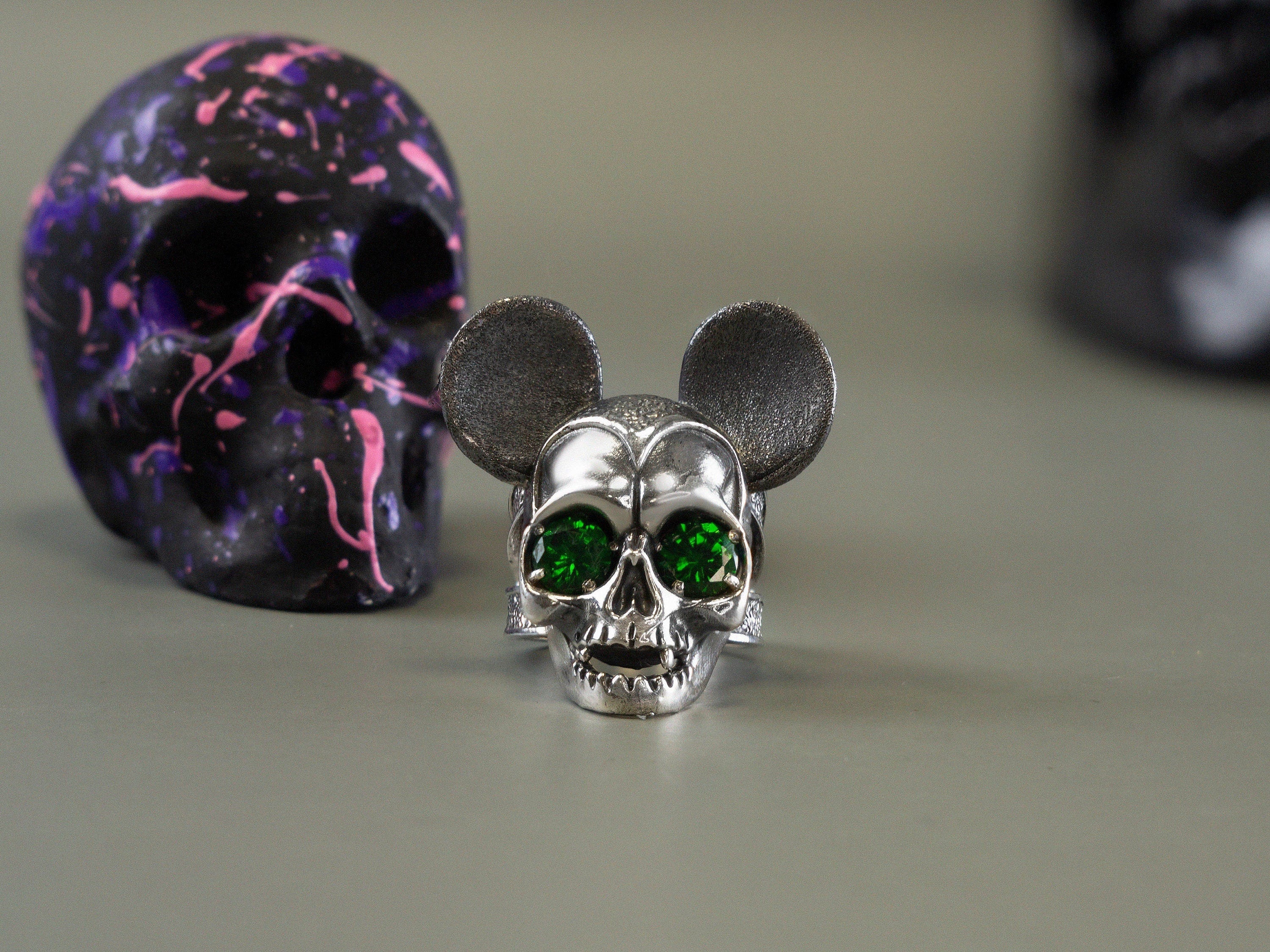 Mouse skull ring Women skull ring Movies jewelry ring  Skull gift for her