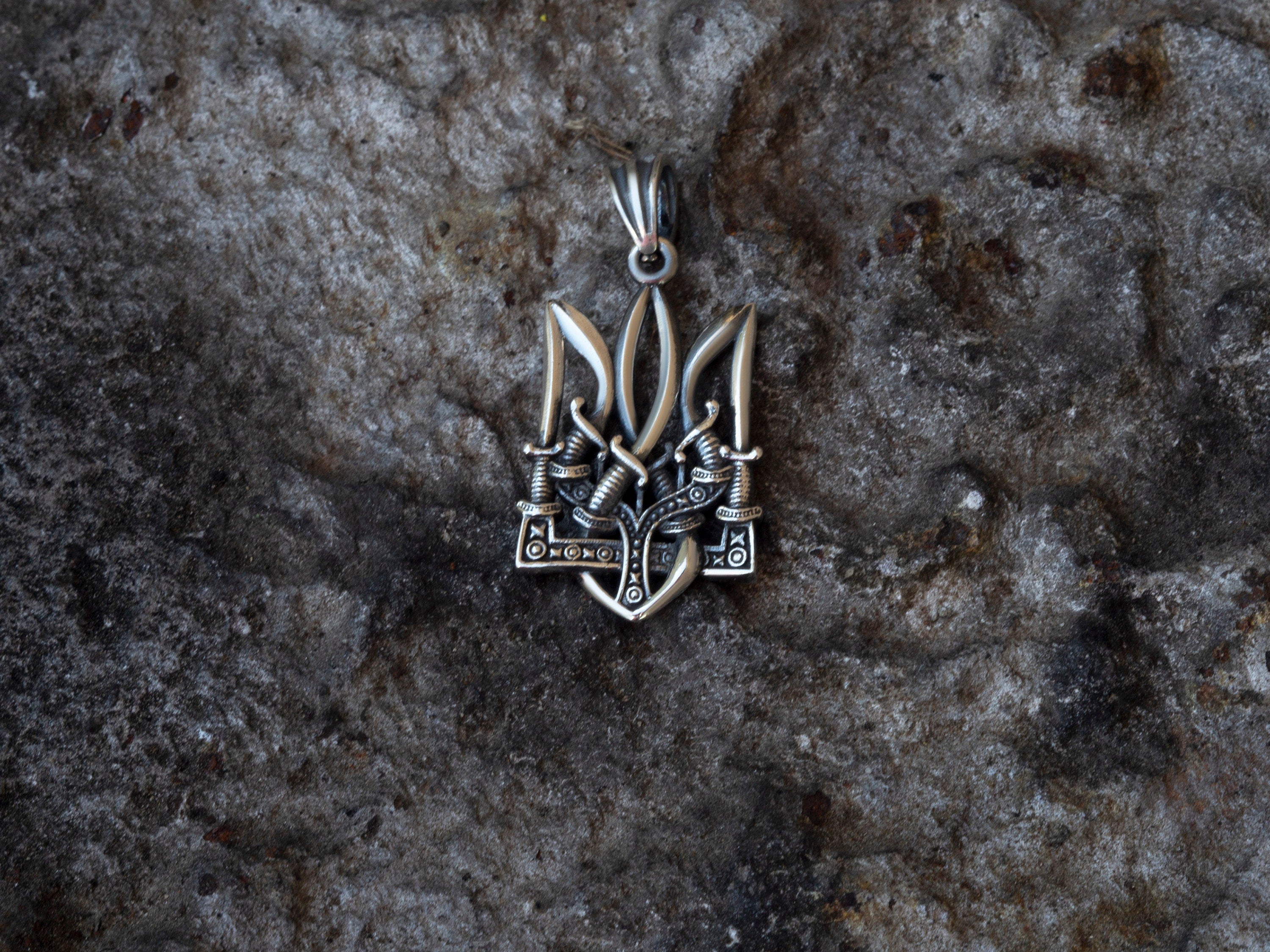 Trident pendant Tiny silver pendant Ukrainian Tryzub Pendant Ukrainian pendant  with Ukrainian Trident