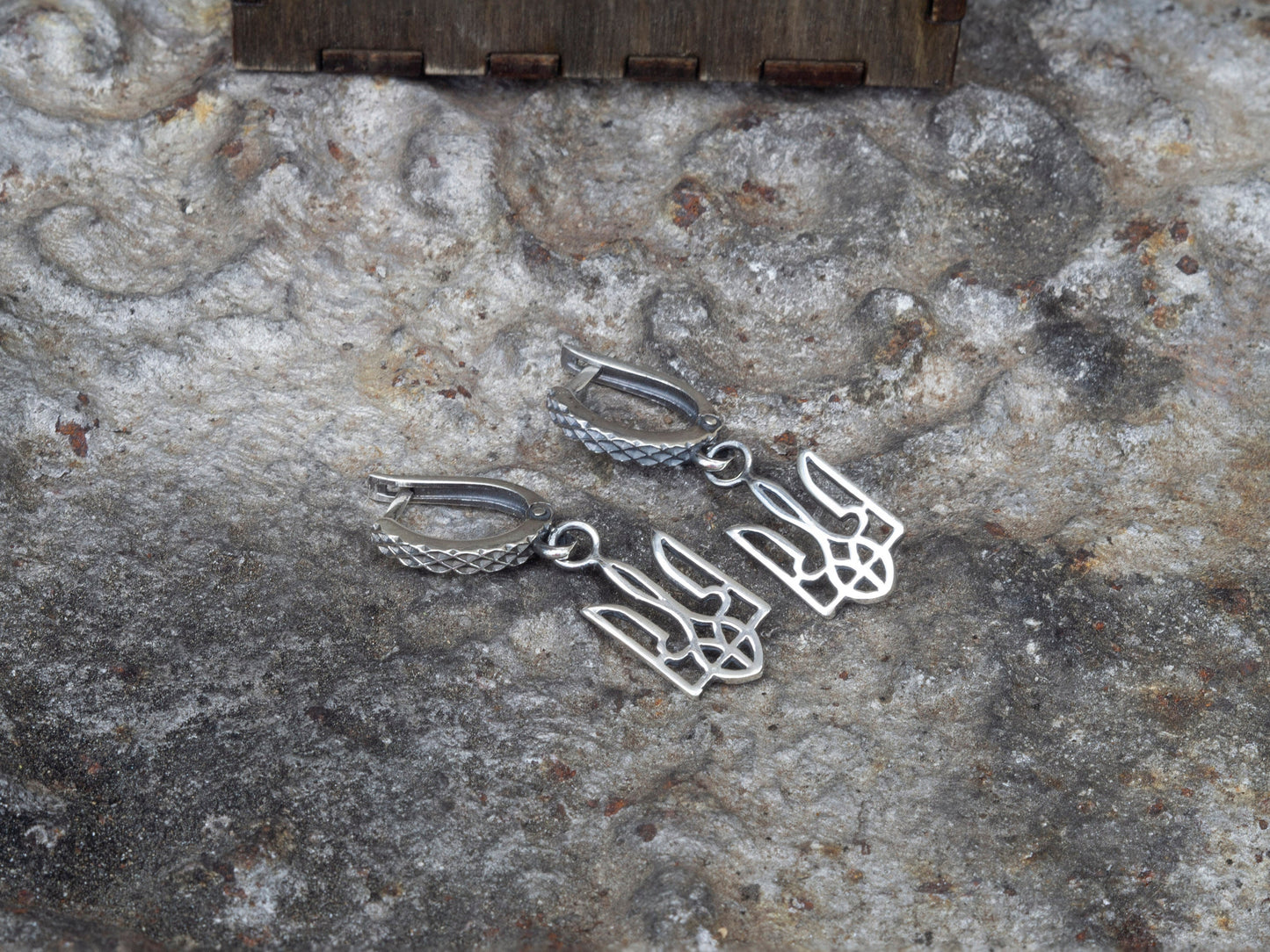 Tryzub earrings  Earrings with Ukrainian Tryzub Silver Earrings Earrings with Ukrainian shop