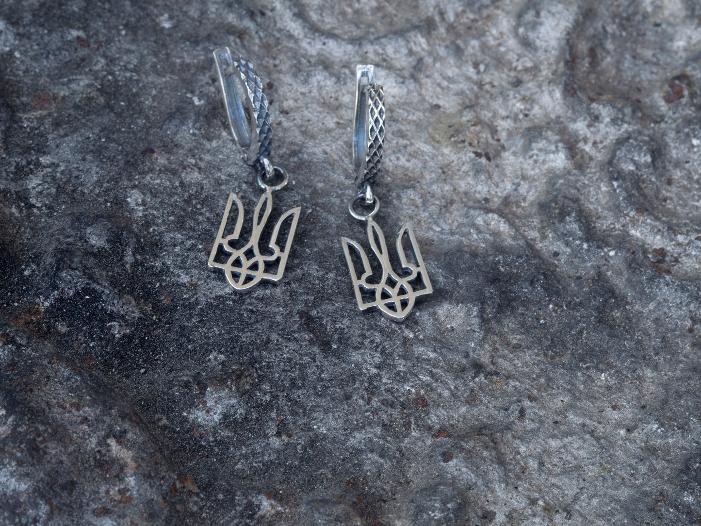 Tryzub earrings  Earrings with Ukrainian Tryzub Silver Earrings Earrings with Ukrainian shop