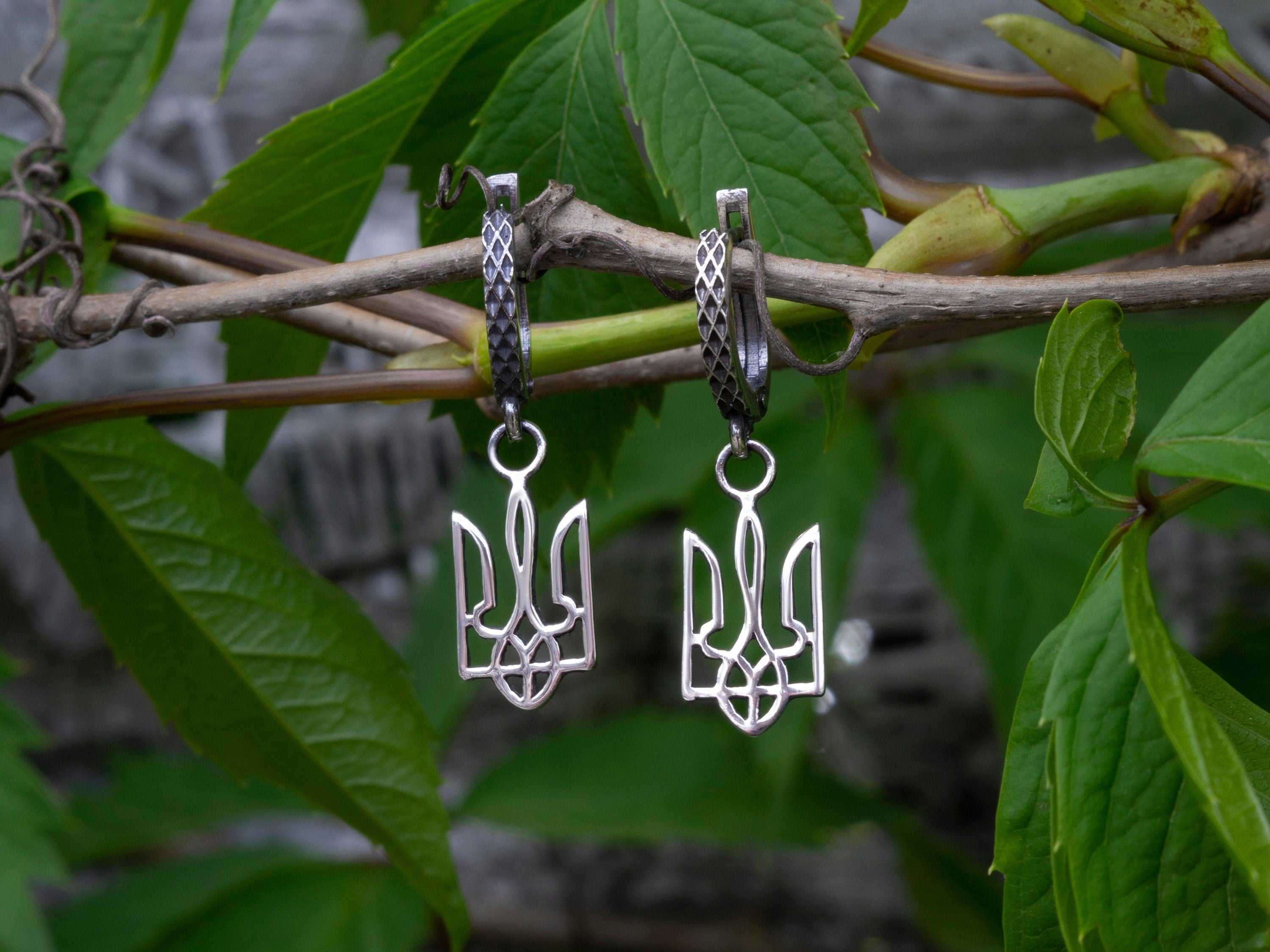 Tryzub earrings  Earrings with Ukrainian Tryzub Silver Earrings Earrings with Ukrainian shop