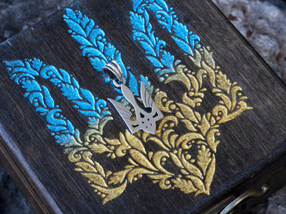 Trident pendant, Silver Ukrainian tryzub, Ukraine symbol Stand with Ukraine