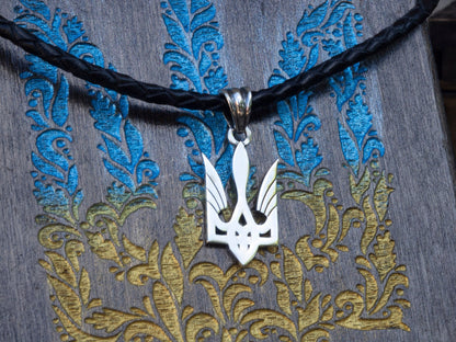 Trident pendant, Silver Ukrainian tryzub, Ukraine symbol Stand with Ukraine